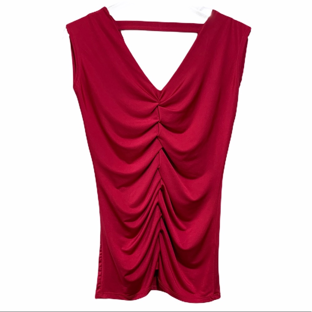 Boston Proper Ruched V-Neck Tank Top Hot Pink